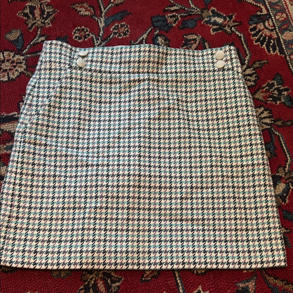 Veronica Beard Blue, Purple, and White Houndstooth Mini Skirt